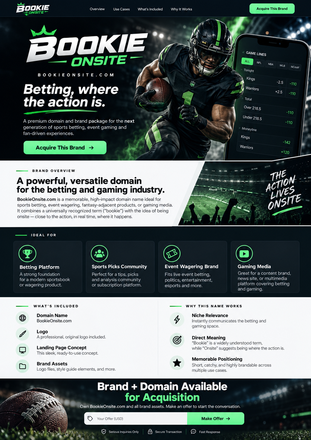 Bookie Onsite landing page preview